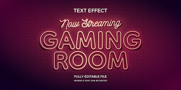 Free vector neon style gaming room text effect