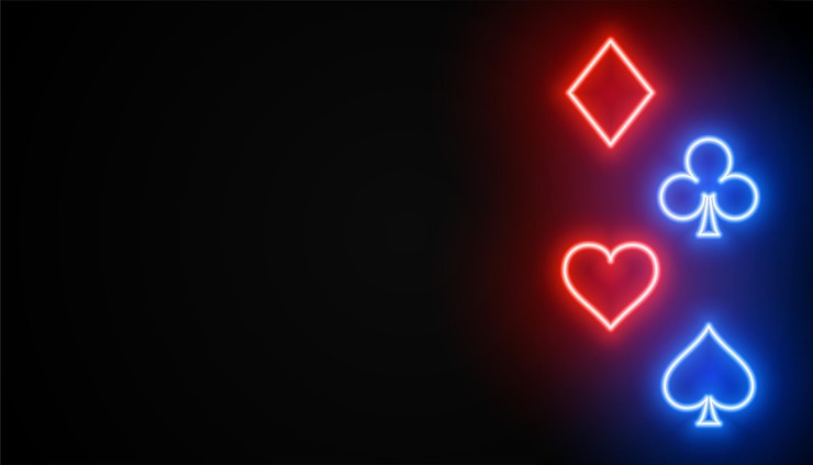 Free Vector neon style glowing poker ace card dark banner with text space
