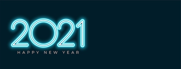 Banner di felice anno nuovo stile neon con spazio di testo