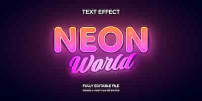 Free vector neon style neon world text effect