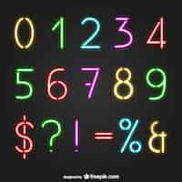 Free vector neon style numbers