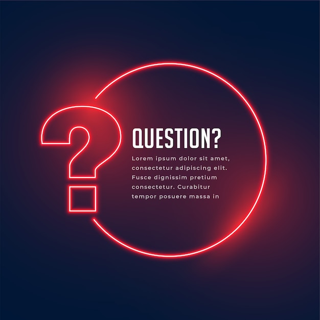 Neon style question mark template for help and support