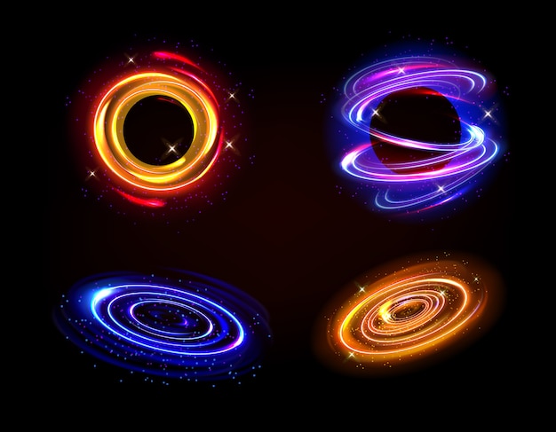 Free vector neon swirl effect set