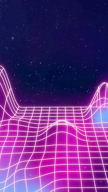Vettore gratuito sfondo al neon synthwave con spazio di progettazione