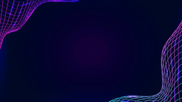 Неоновая синтвейв граница на темно-фиолетовом векторе шаблона баннера блога