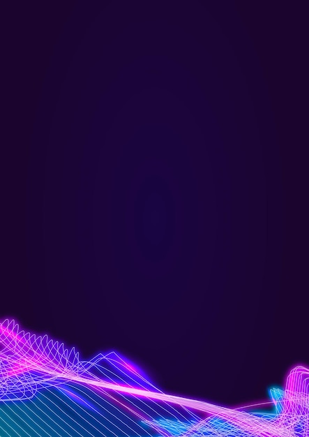 Free vector neon synthwave border on a dark purple poster template vector