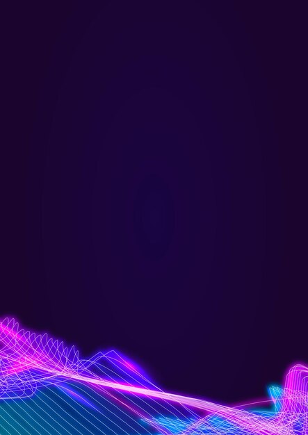 Неоновая синтетическая волна на темно-фиолетовом векторе шаблона плаката