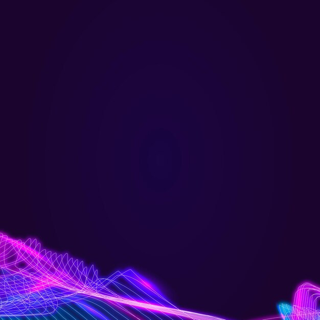 Neon synthwave  border on a squared dark purple template