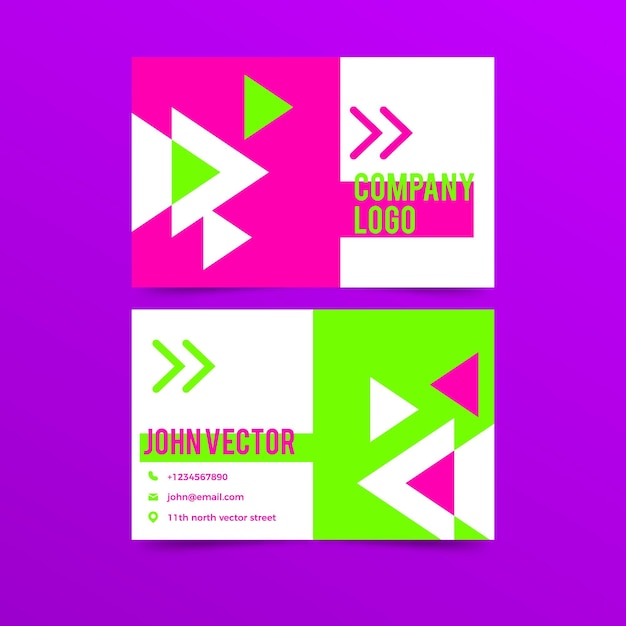 Free vector neon template for business cards