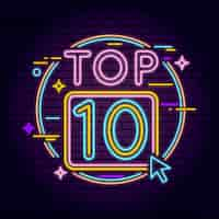 Free vector neon top 10 illustration