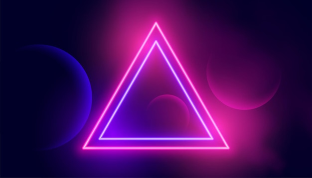 Free vector neon triangle frame in red and purple pink color