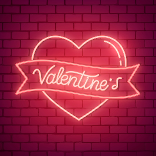 Vettore gratuito illustrazione di san valentino al neon