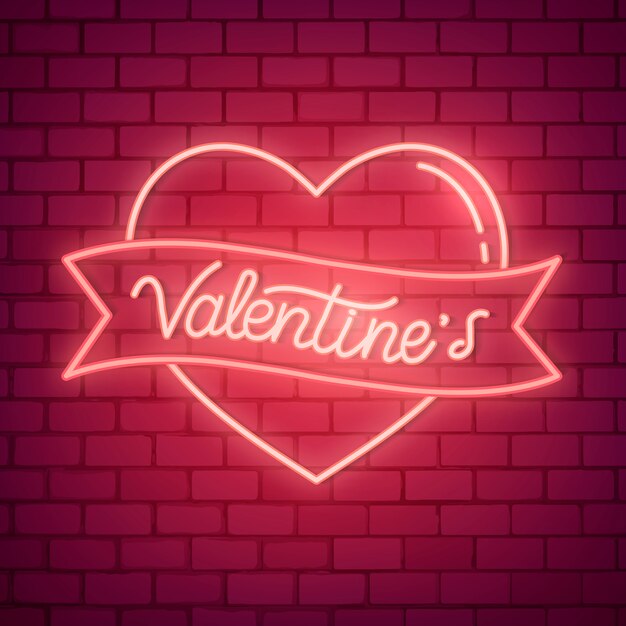 Neon valentine's day illustration