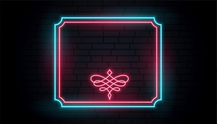 Free Vector neon vintage frame with text space