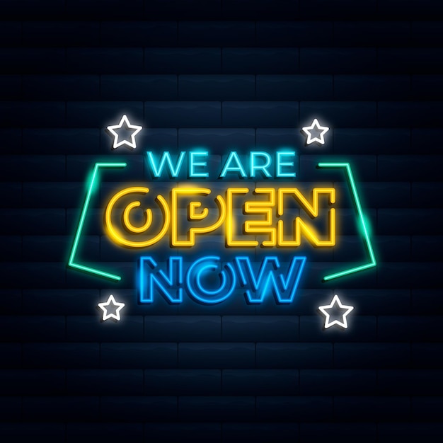 Free vector neon we are open sign