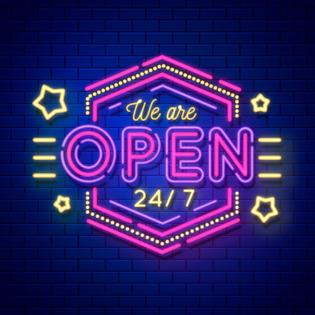 Free vector neon we are open sign