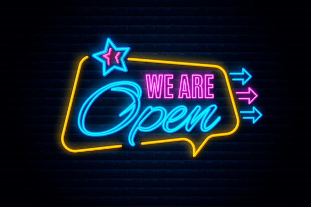 Free vector neon we are open sign