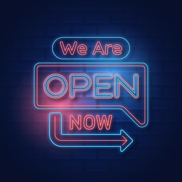 Free vector neon we are open sign