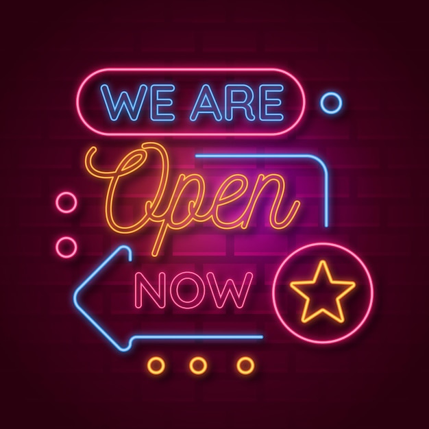 Free vector neon we are open sign