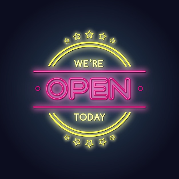 Free vector neon we are open sign