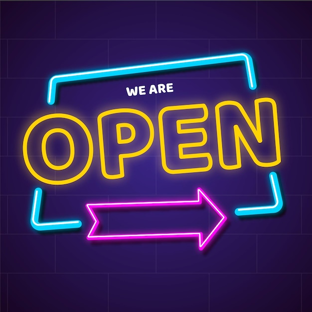 Free vector neon we are open sign