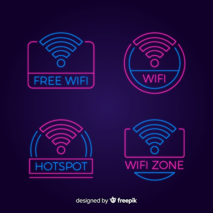 Free Vector neon wifi sign collection