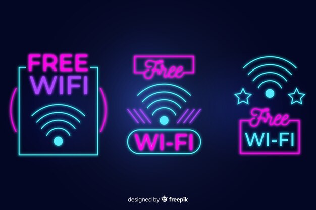 Free vector neon wifi signal collection