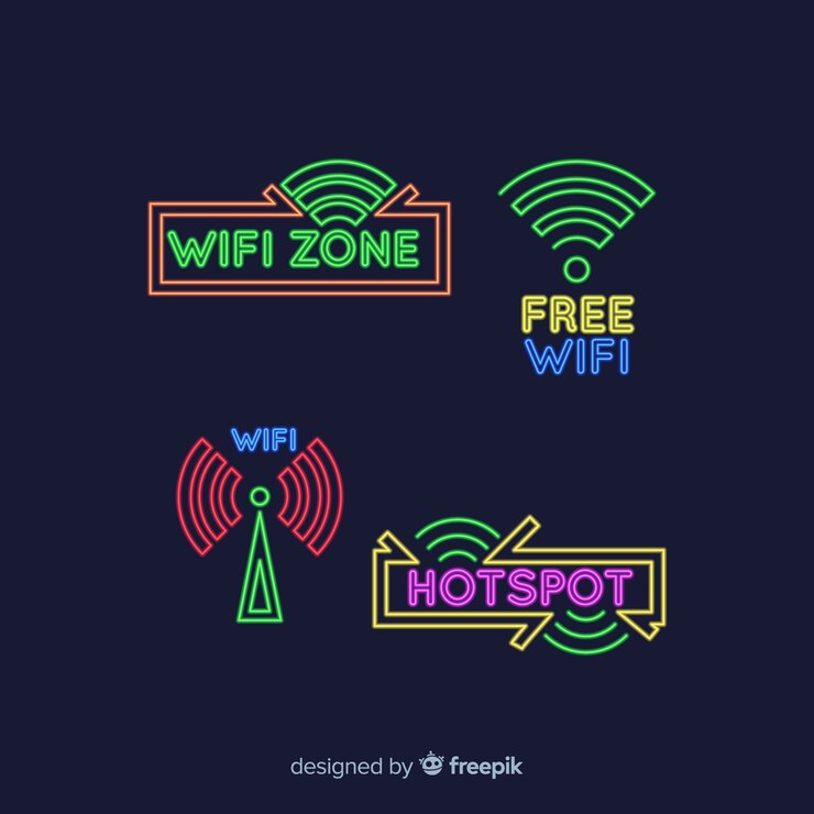 無料Vector ネオンwifi信号収集