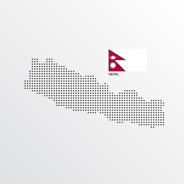 Vettore gratuito progettazione della mappa del nepal con la bandiera ed il vettore leggero del fondo