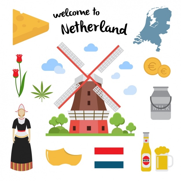 Бесплатное векторное изображение Коллекция netherland элементы