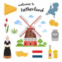 Бесплатное векторное изображение Коллекция netherland элементы