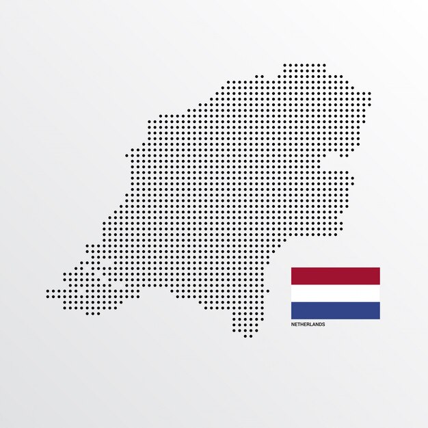 旗と明るい背景ベクトルとオランダの地図デザイン