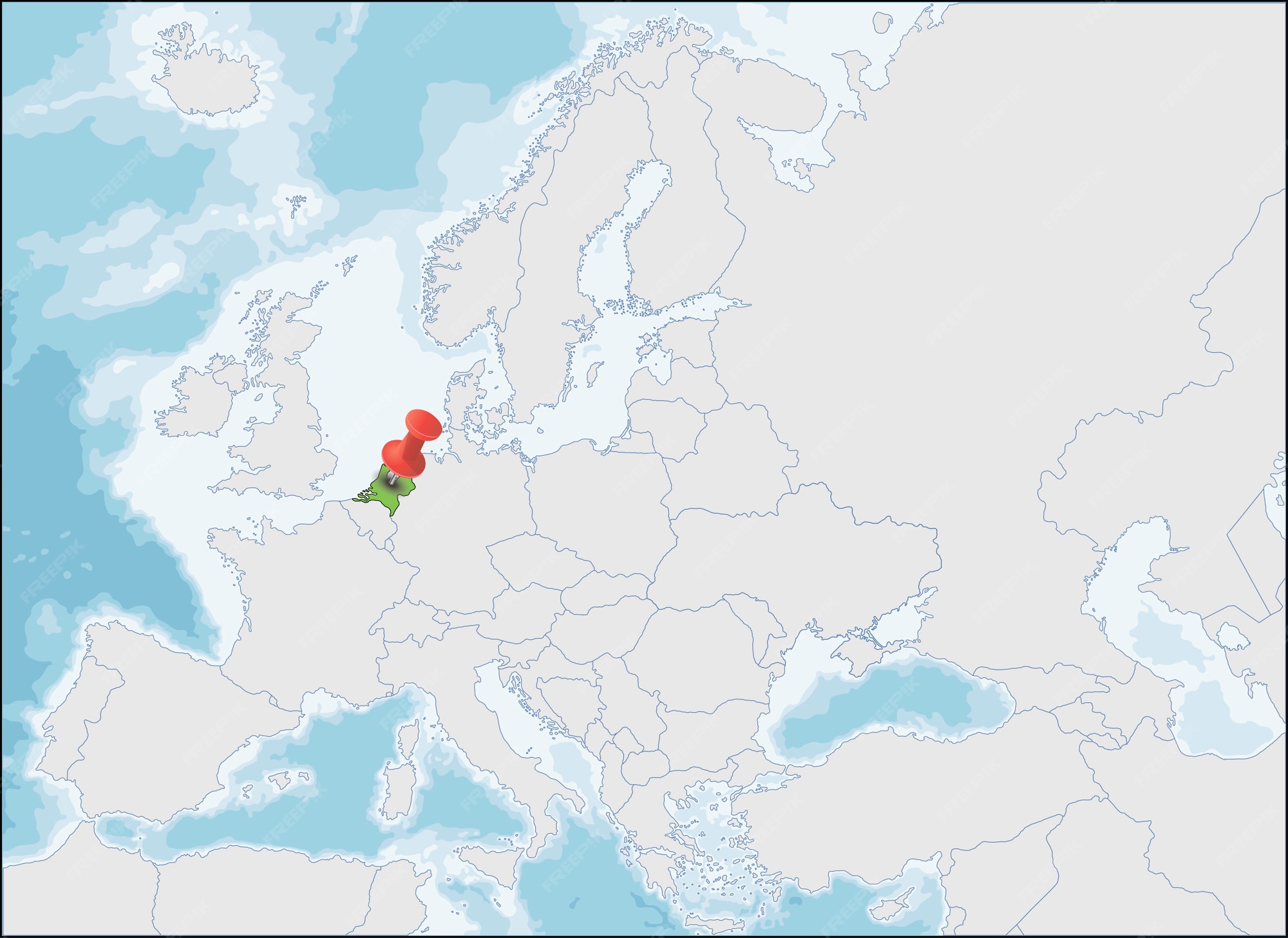 Netherlands On The Map Of Europe Premium Vector | The Netherlands Location On Europe Map