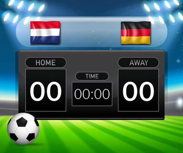 Free vector netherlands vs germany soccer scoreboard template