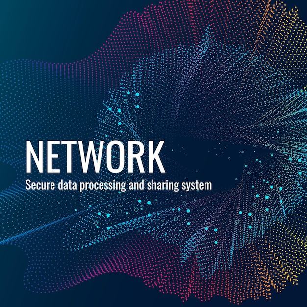 Бесплатное векторное изображение Вектор шаблона технологии сетевого подключения для публикации в социальных сетях в темно-синих тонах
