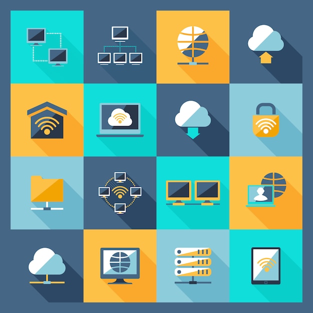 Free vector network icons flat