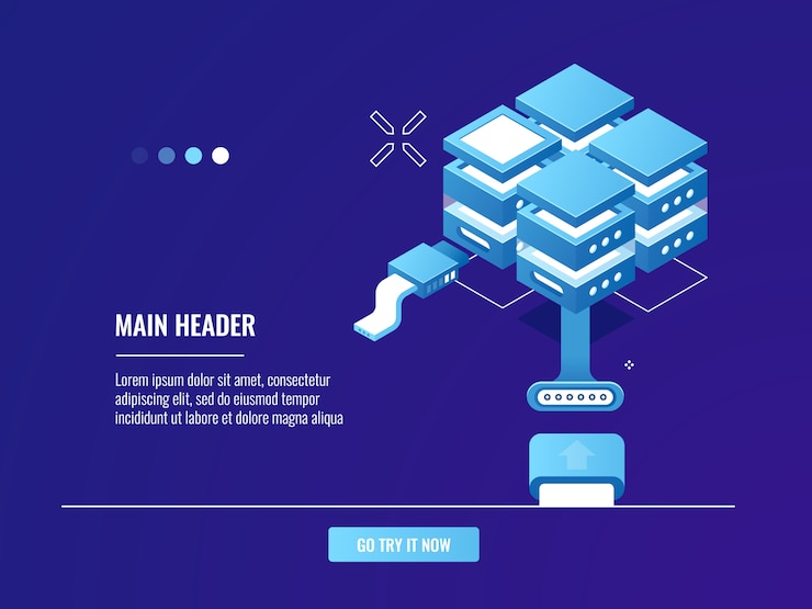 Free Vector networking, internet connection, server room rack, data center, cloud storage