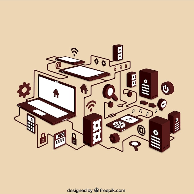 Free vector networking isometric icons