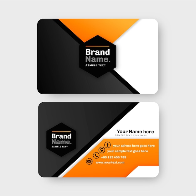 Neumorph business card template with orange details