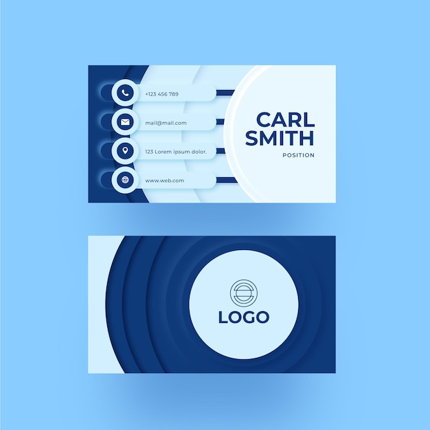 Free vector neumorph dark blue business card template