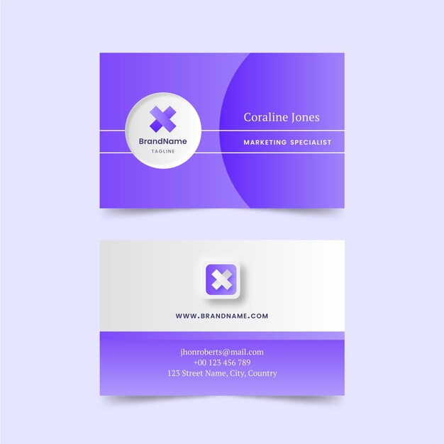 Neumorph purple business card template