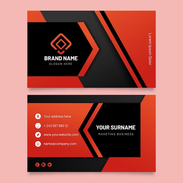 Free vector neumorph red details business card