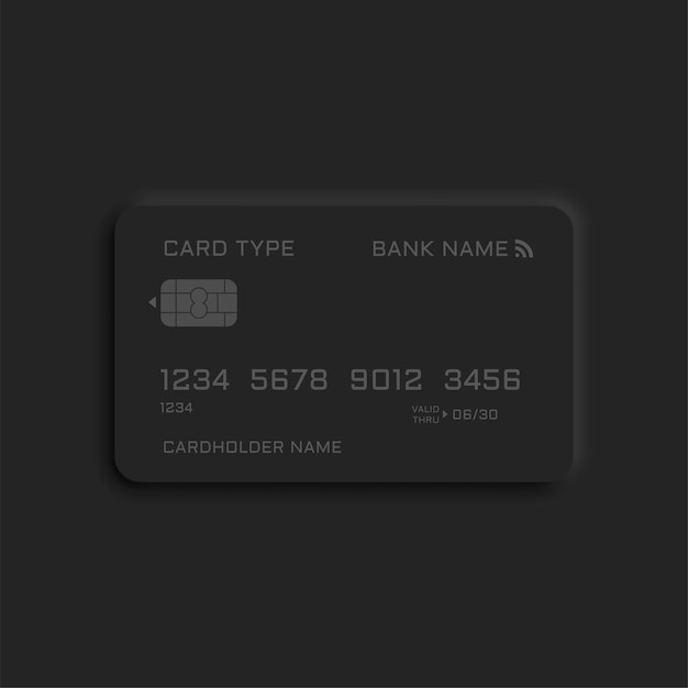 Neumorphic black credit card template design