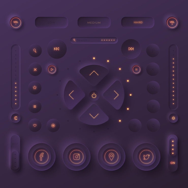 Free Vector neumorphic design user interface elements