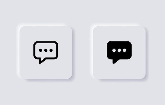 흰색 뉴모픽 버튼의 ui ux 앱 웹용 뉴모피즘 채팅 메시지 아이콘 주석 말풍선