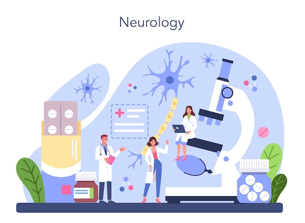 Free vector neurologist concept doctor examine human brain idea of doctor caring about patient health medical mri diagnosis and consultation vector illustration in cartoon style