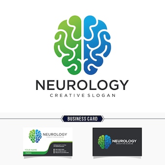 Неврология логотип дизайн вектор шаблон и визитная карточка Premium векторы