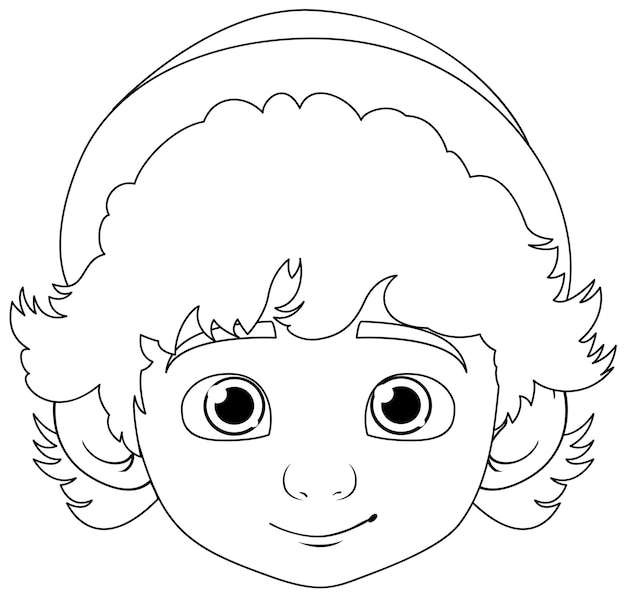 Free vector neutral expression boy wearing beanie hat outline