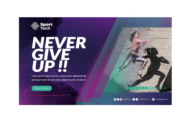 Never give up sport banner template