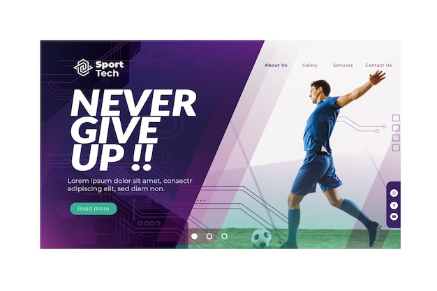 Never give up sport landing page template